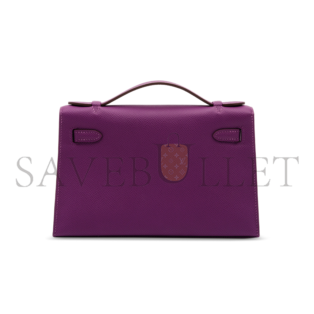 HERMES MASTER AN ANÉMONE EPSOM LEATHER KELLY POCHETTE WITH PALLADIUM HARDWARE (22*14*7cm) 